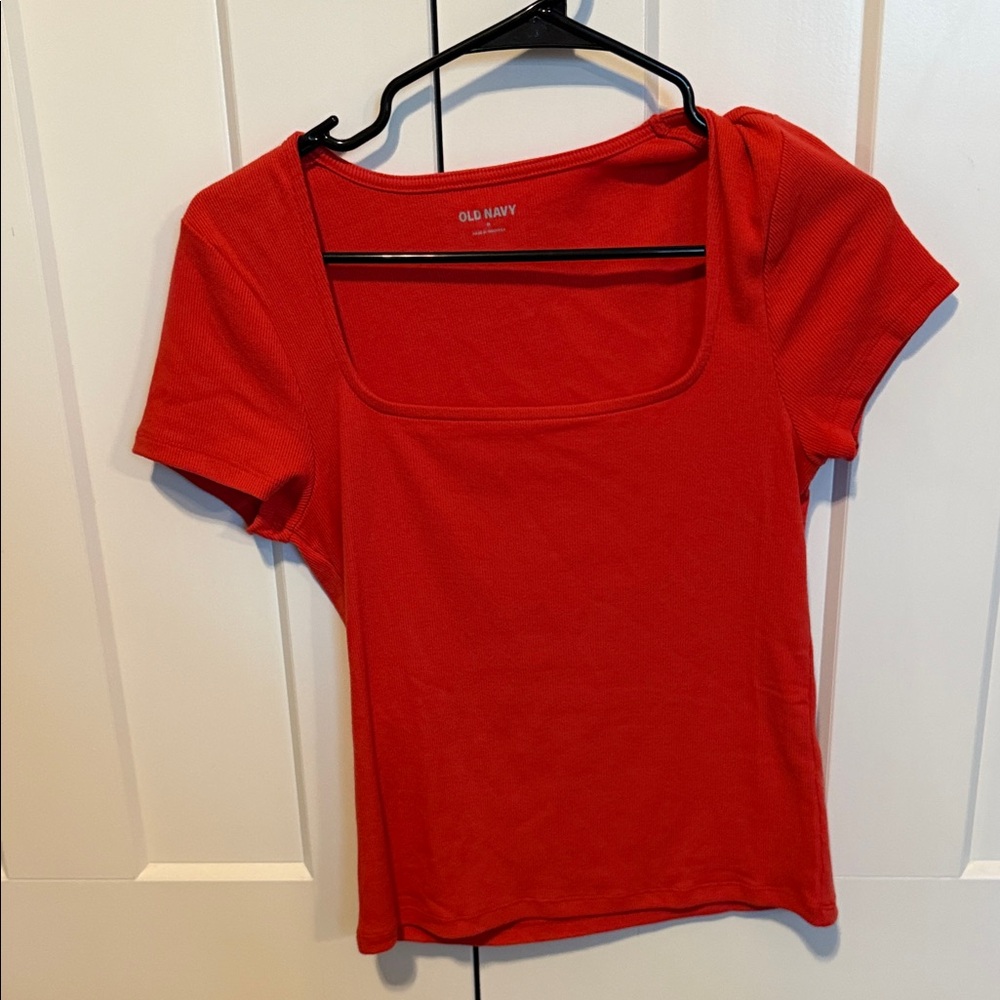 Old Navy Women's Bright Red Square Neck Tee